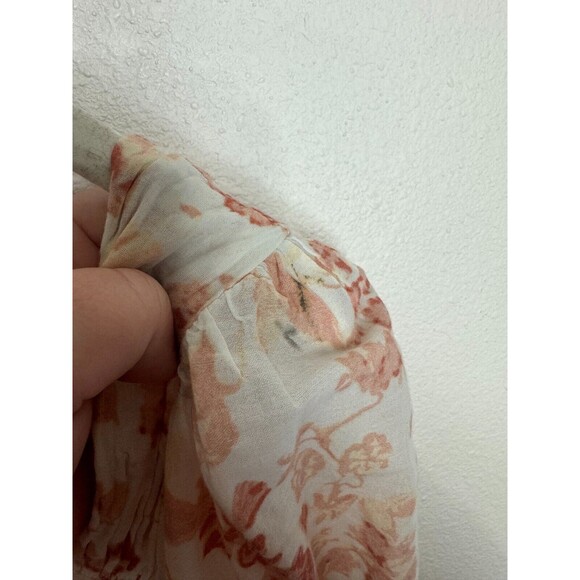 SAYLOR Size XS Janiya Floral Eyelet Crop Top V-Neck Ruffle Smocked Button Front - Picture 8 of 15